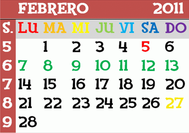 Calendario de eventos de febrero 2011