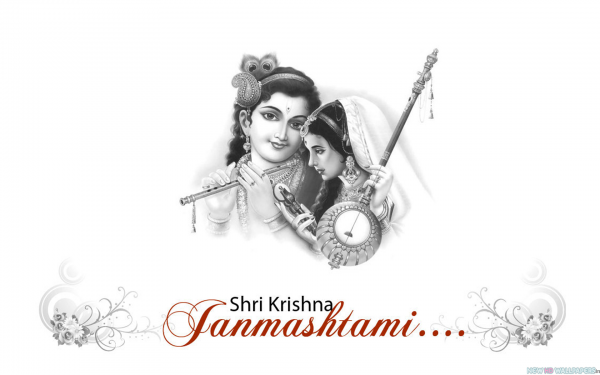 Shri-krishna-and-meera-janmashtami-black-and-white-grpahic